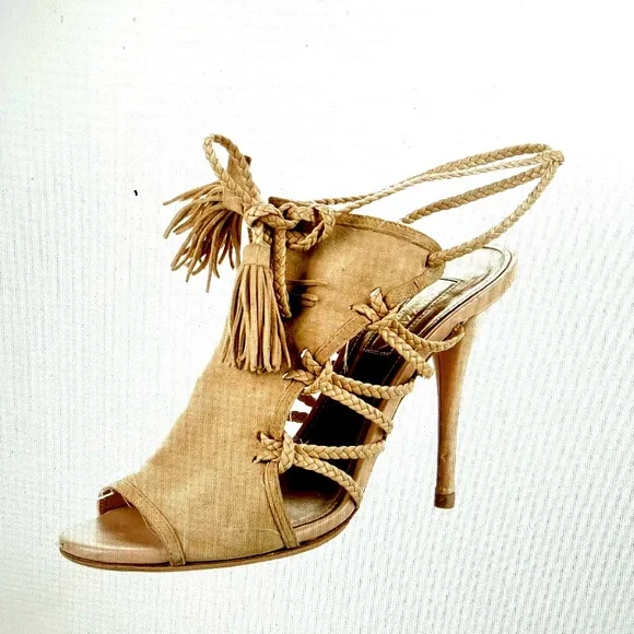 AQUAZZURA Suede Tassel Heels - Picture 1 of 4